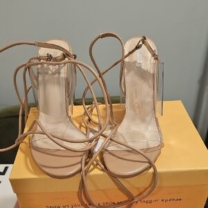 Public Desire Nude Strappy Heels